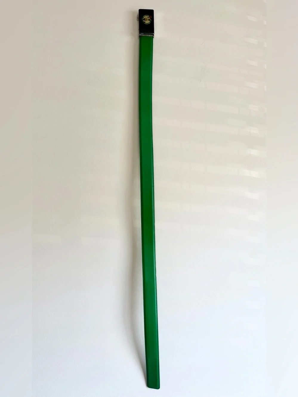 Green Leather Belt Strap with Embossed Text
